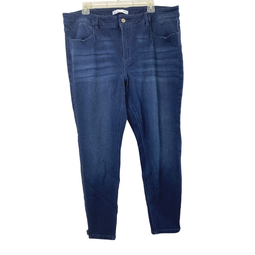 KanCan Jeans Women 20 Skinny Ankle Dark Wash High Rise Stretch Side Slit Denim